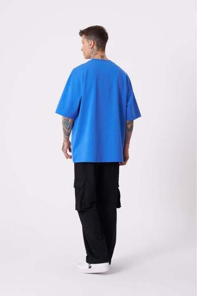 Machinist Ανδρικό μπλουζάκι Crane Bird με τύπωμα oversized γαλάζιο