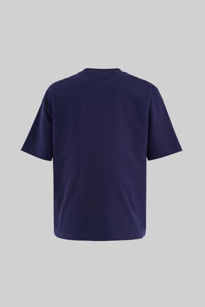 Machinist Чоловіча різнокольорова футболка оверсайз з принтом і слоганом Lacivert Tişört