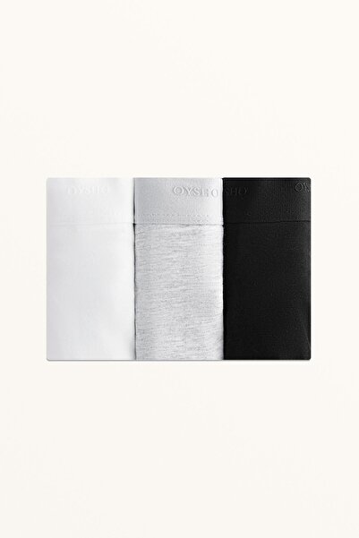 Oysho 3 cotton blend logo thongs