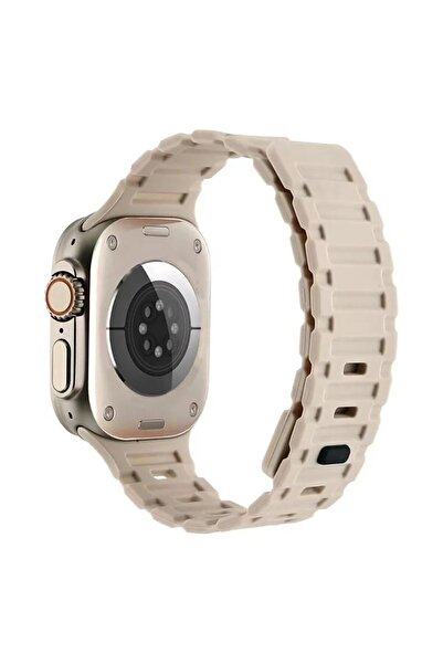 O Ozone سوار سيليكون مغناطيسي لساعة أبل 49/46/45/44/42 مم - بيج