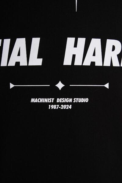 Machinist Чоловіча футболка Raglan Oversize з принтом слогана, чорна