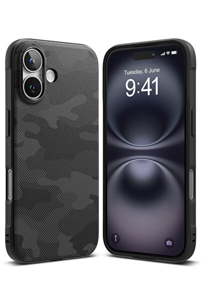 Ringke غطاء حماية لجهاز iPhone 16 Plus | سلسلة Onyx Design | أسود مموه