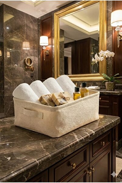 LUXWAY HOME Havlu Kumaş Banyo Düzenleyici Sepet Dekoratif Çok Amaçlı Organize...