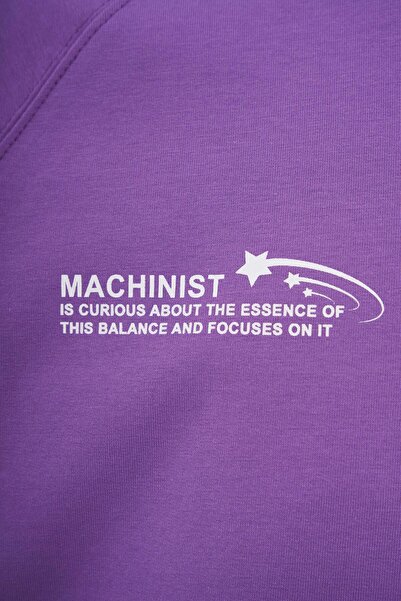 Machinist Чоловіча футболка Raglan Oversize з принтом слогана, фіолетова