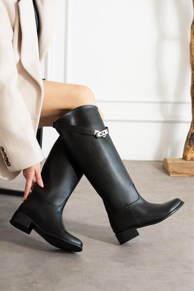 ZENNESHOES Dámské černé boty Vionne s černou přezkou