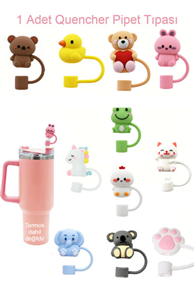 Besify Quencher 1 Adet Pipetli Termos Uyumlu Silikon Pipet Tıpası Kapağı Quen...