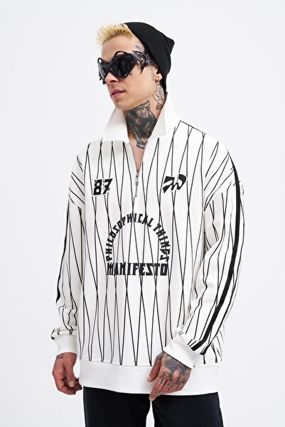 Machinist Чоловіча футболка з принтом і застібкою-блискавкою Ekru