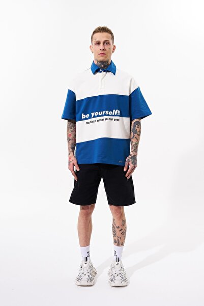 Machinist Чоловіча футболка з коміром-поло Oversize Indigo