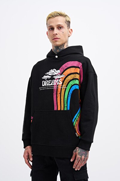 Machinist Чоловіча худі з принтом Rainbow, чорна