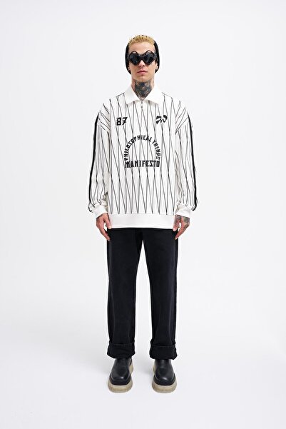 Machinist Чоловіча футболка з принтом і застібкою-блискавкою Ekru