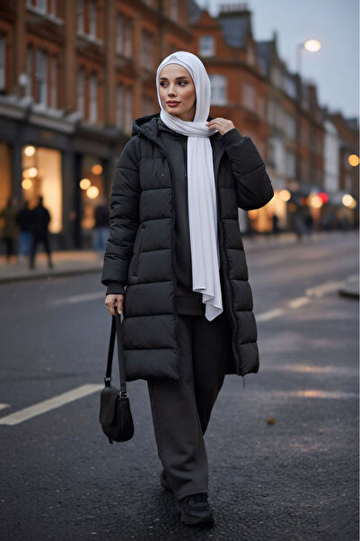 Aisha's Design Combed Cotton Boneli Ready-Made Combed Cotton Hooded Shawl Two-Piece Set, Ps-57, White