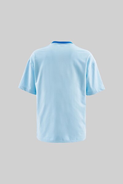Machinist Men's Color Gradient Embroidered Oversize Light Blue T-Shirt