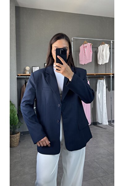 YOUR NAME Blazer oversize bleumarin - Jachetă căptușită pentru femei