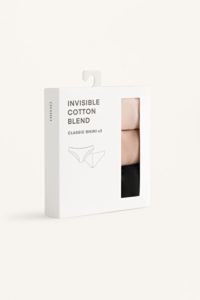 Oysho 3 invisible cotton blend classic briefs