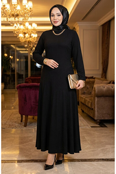 sefamerve Φόρεμα με λεπτομέρεια βολάν 7132-07 Μαύρο