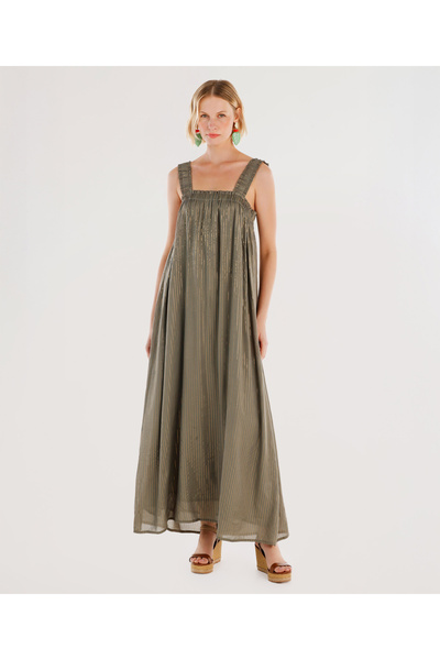 Yargıcı فستان متوسط ​​الطول بدون أكمام مع تفاصيل فرن