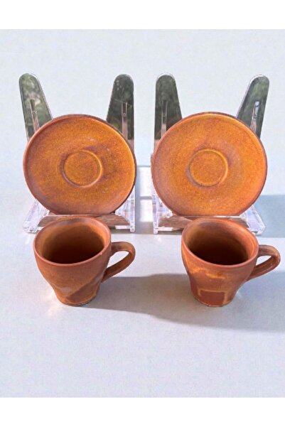 Home Inn Home Textile Rustic Orange Matte Ceramic Coffee Cup Set – 4 Pieces, Handcrafted Vintage Espresso - Coffee Set