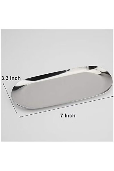 Generic 2-Pack Stainless Steel Decorative Oval Tray, 9 Inch, Silver