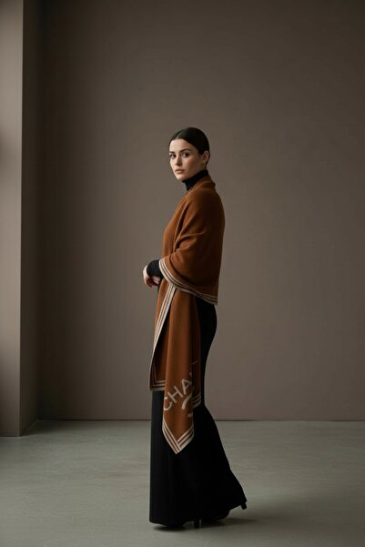 Onur Etol - Μοτίβο CH Μαντήλι ώμου διπλής όψης από υφαντό ύφασμα Χειμερινό γυναικείο σάλι Ποιοτικό προϊόν (Κανέλα)