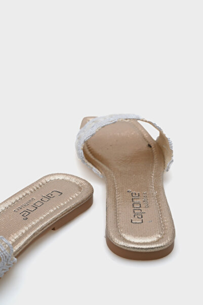 Capone Outfitters Papuci de damă Katya cu toc plat, strălucitori, cu vârf tocit