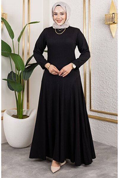 sefamerve Φόρεμα με λεπτομέρεια βολάν 7132-07 Μαύρο