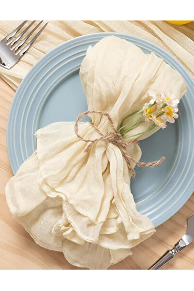 Generic 6 Pcs Boho Gauze Cheesecloth Cotton Dinner Napkins 50x50cm (Beige)