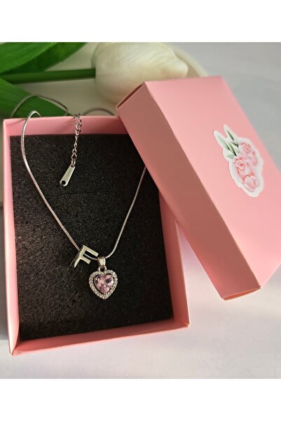 MİLUNXTE F Harfli Kolye - F Harf Kolye - Çelik Harfli Kolye - Kalpli Harfli K...