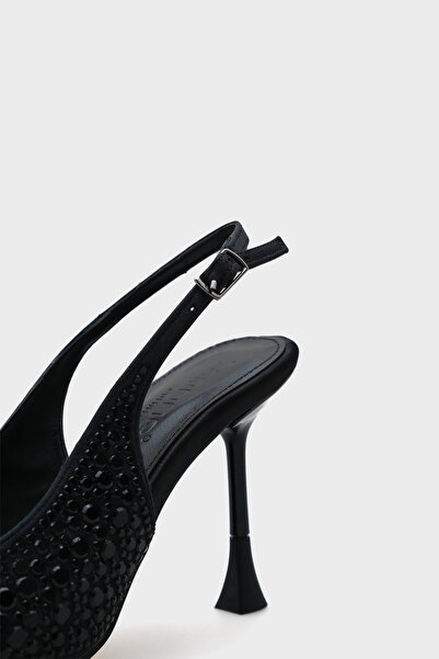 Capone Outfitters Hope Stone Satin High Heel Stiletto with Back Strap