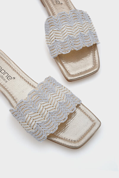 Capone Outfitters Papuci de damă Katya cu toc plat, strălucitori, cu vârf tocit