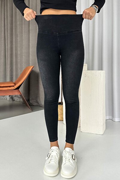 Mine Tan Butik Γυναικείο κολάν με ψηλόμεσο στενό πόδι - Μαύρο