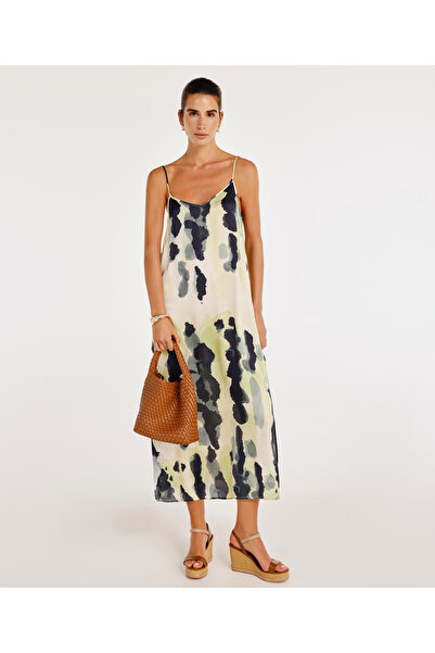 Yargıcı Askılı Midi Boy Elbise