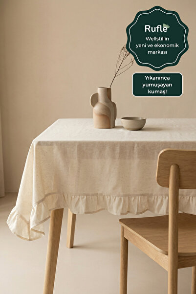Rufle Eko | Fırfırlı Keten Masa Örtüsü