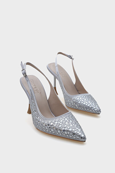 Capone Outfitters Hope Stone Satin High Heel Stiletto with Back Strap