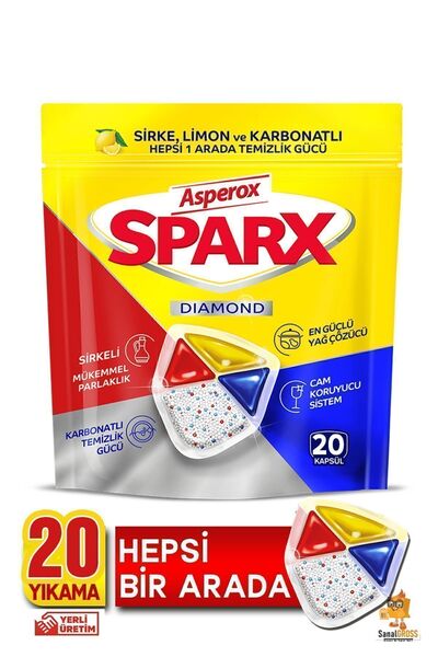 ASPEROX Sparx Bulaşık Makinesi Deterjanı 20 Tablet