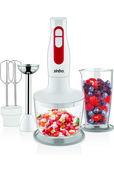 Sinbo 6-in-1 Hand Blender PC-3100 – 1000W Motor with Chopper Bowl, Measuring Beaker & Steel Blades