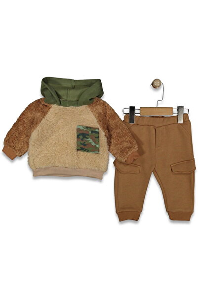 Necix's 254076 Erkek Bebek Gebre Kapüşonlu Şardonlu 2'li Takım