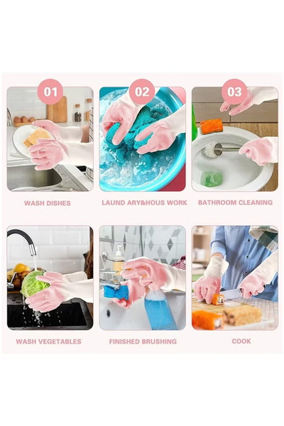 Generic Rubber Cleaning Gloves for Household, Reusable Dishwashing Gloves, Size M