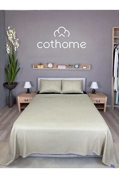 cothome طقم مفرش سرير وغطاء وسادة موسمي من القطن - مفرد، مبطن منقوش