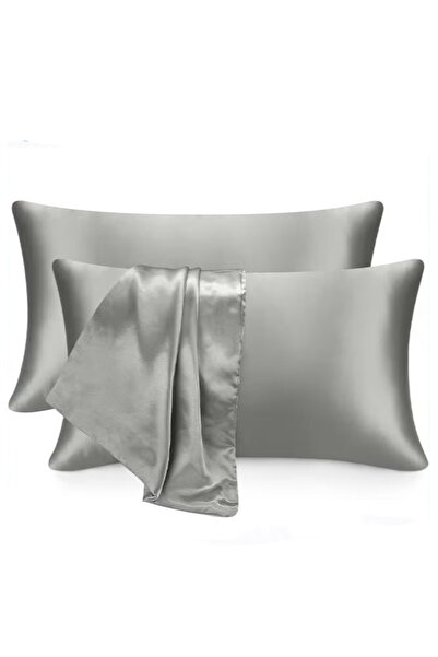 Generic Satin Pillowcase for Hair and Skin - 2 Pack, Standard 51 x 76 cm (Silver Grey)