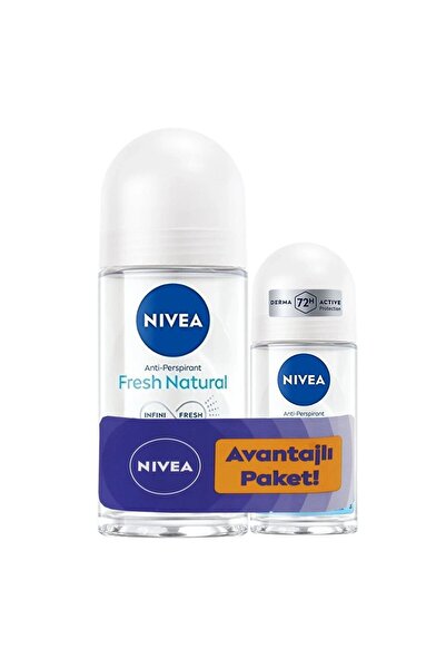 NIVEA Kadın Roll-on Deodorant Fresh Natural 50ml Ve Mini Roll-on Fresh Natural 25ml, 48 Saat Koruma