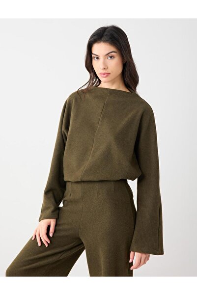 Jimmy Key Φούτερ με μαλακή υφή με μανίκια νυχτερίδας σε χακί μελανζέ