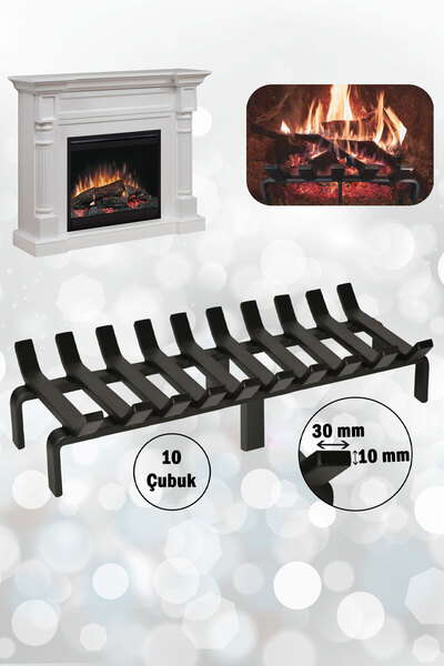 AKTEPE Group Şömine Izgarası 10 Çubuklu 60 Cm X 32 Cm Ekstra Dar Gözlü Izgara