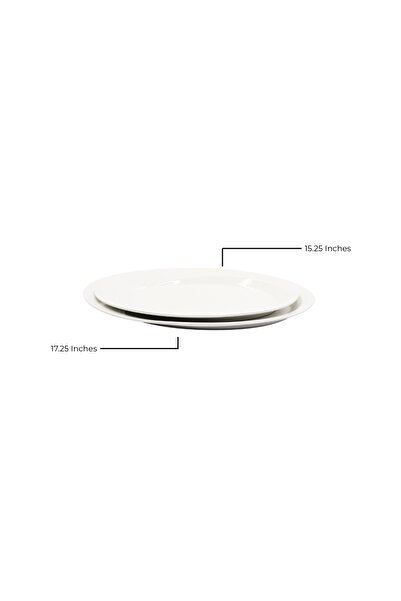 Aj Porcelain Oval Plate - 15.25 Inches, Premium Ceramic Whiteware