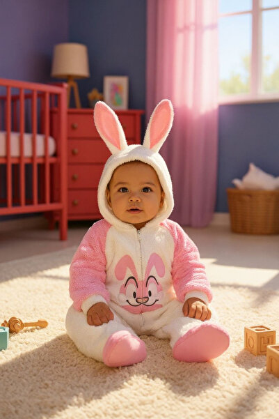 eomix kids Baby Romper with Rabbit Figure. Welsoft Pouf Fabric with Rabbit Embroidery