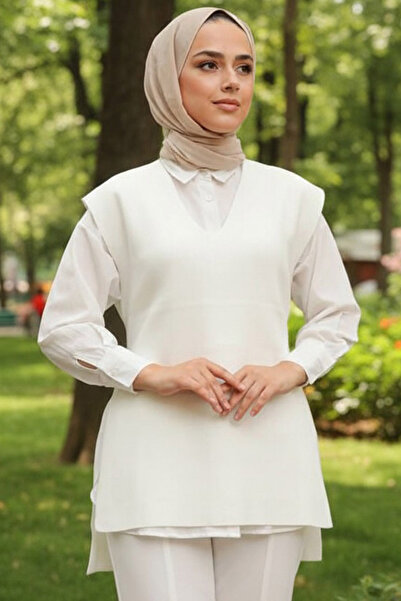 Neva Style Ecru Hijab Knitwear Sweater 23881E