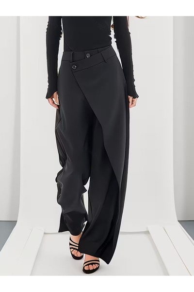 Etos Жіночі штани-палаццо з асиметричним дизайном та застібкою на ґудзики