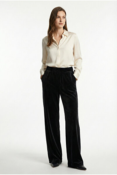 defys Pantaloni largi pentru femei, din catifea, cu buzunare, supradimensiona...