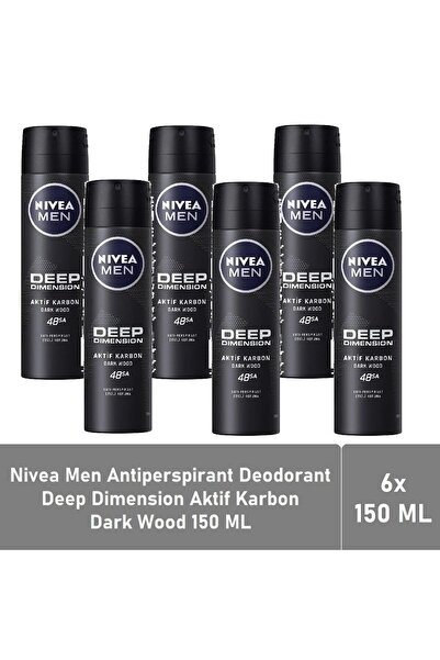 NIVEA Men Deodorant Deep Dimension Dark Wood 150 ML - 6'lı Avantaj Paketi