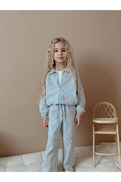 YİGİT BUTİK Set pentru fete cu fermoar cu model din denim