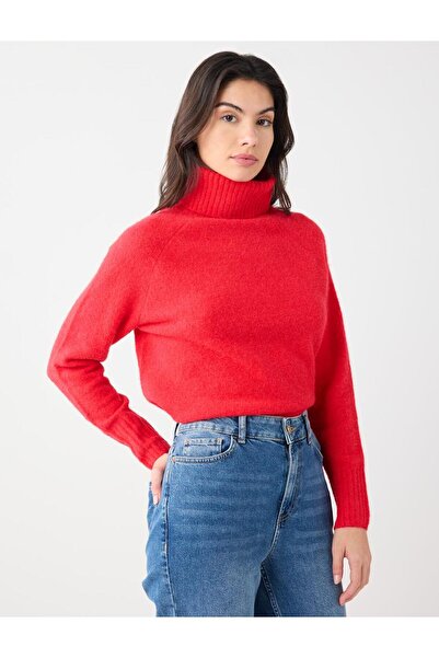 Jimmy Key Κόκκινο πλεκτό πουλόβερ με ίσιο κόψιμο